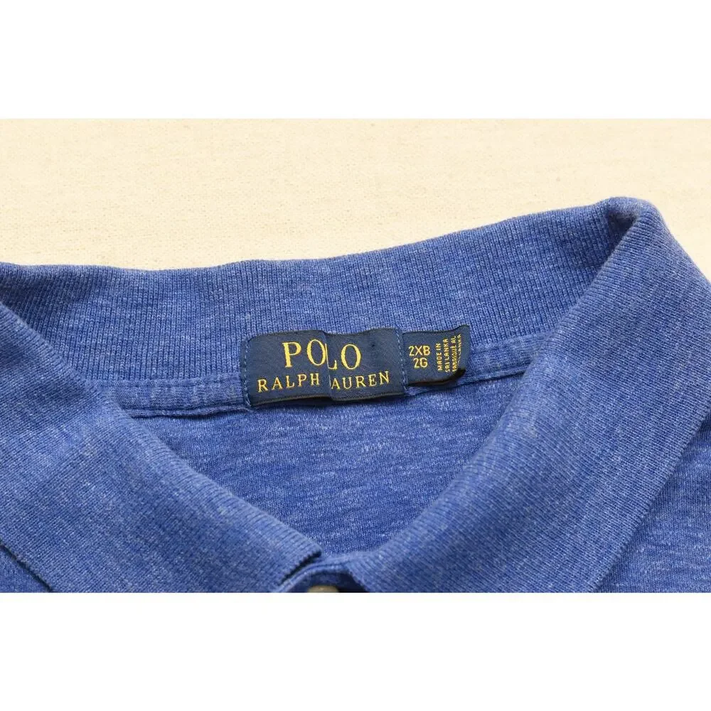 Polo Ralph Lauren Shirt Men 2XB Blue Heather Short Sleeve Cotton Big & Tall Pony